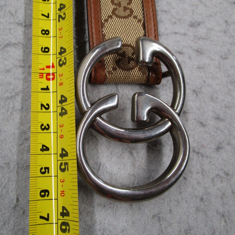 Gucci GG Supreme Canvas Interlocking G Buckle Belt Brown Leather 259982 100-40 - Picture 9 of 9